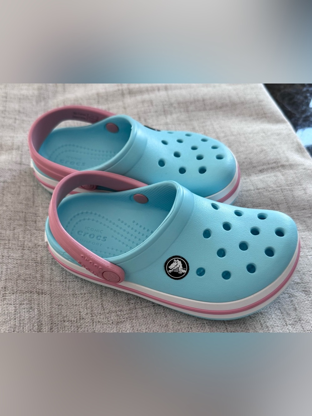 CROCS Kids Light Blue Clog with Pink Strap
